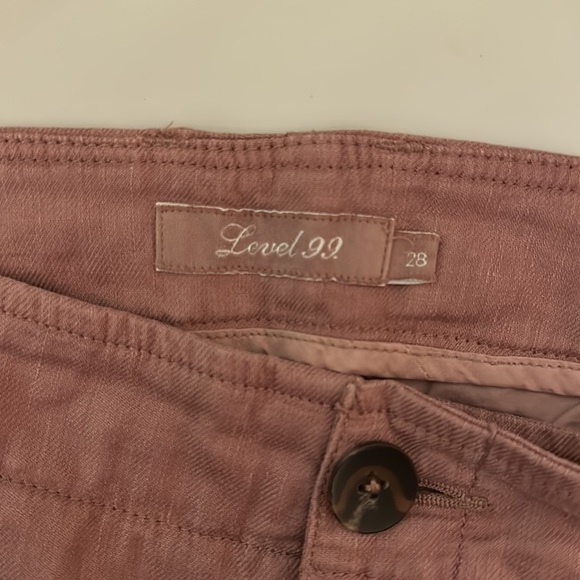 Level 99 Women’s Linen Cropped Wide Leg Pants Red Pink Size 28 - Picture 11 of 13